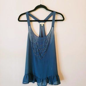 Pins & Needles Sheer Tank w Chandelier Detail Blue